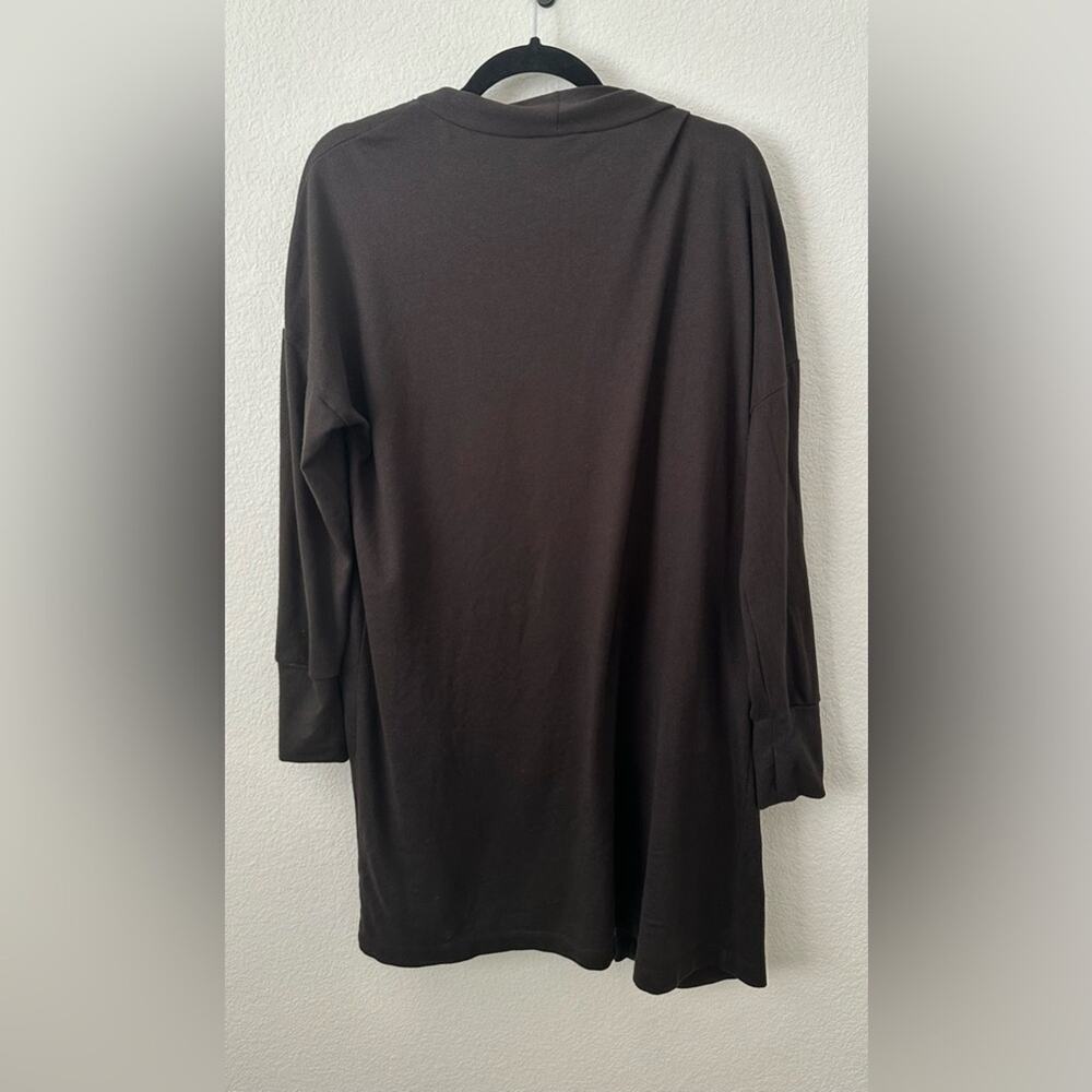 Black Open Front Cardigan with Pockets & Thumb Holes - Picture 2 of 6